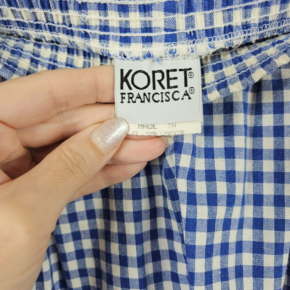 Koret Francisca Blue & White Gingham Elastic Waist Shorts M - Picture 3 of 9